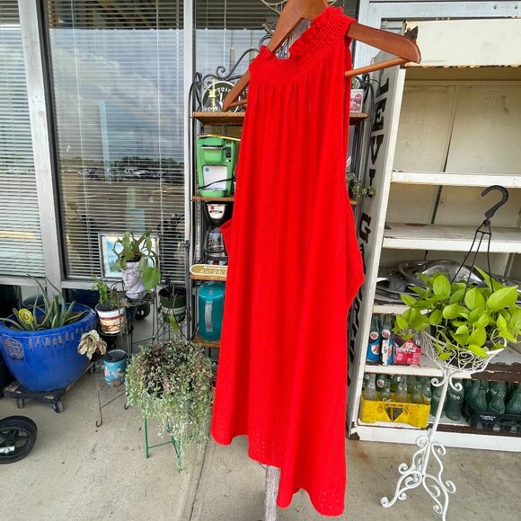 NWT Cato Women's Plus Size 26/28W Fiery Red Sleeveless Eyelet Tunic - Picture 8 of 16